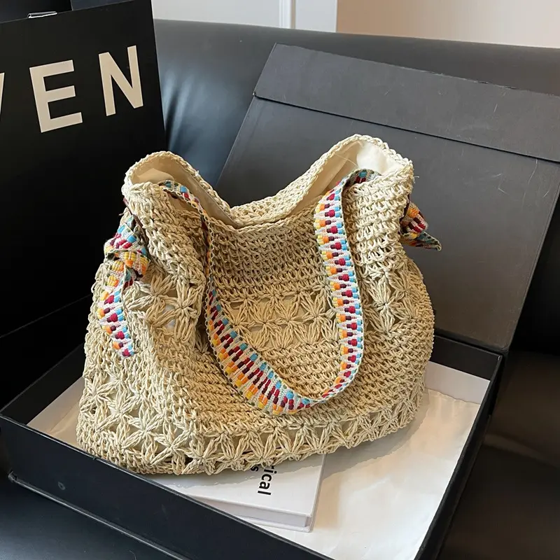 Navy-style Large-capacity Straw Bag