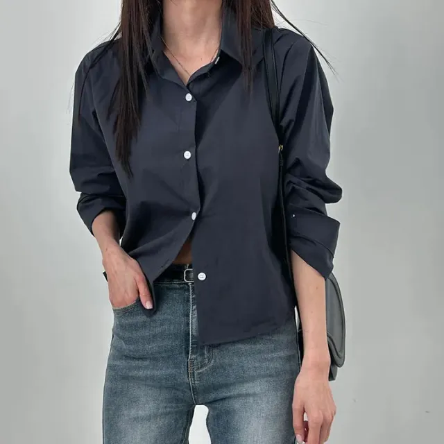 Women's Loose Petite Top Shirt Navy Blue - Shop at LoveMi