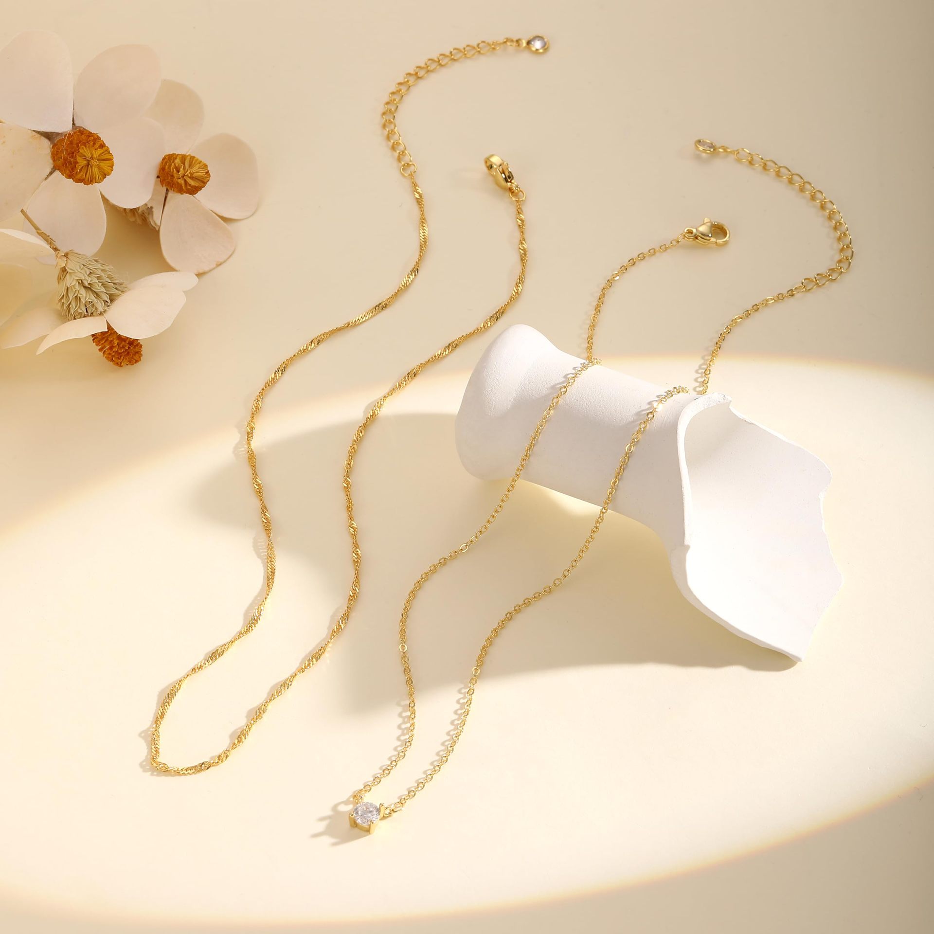 Multi-layer stacked copper necklace for women