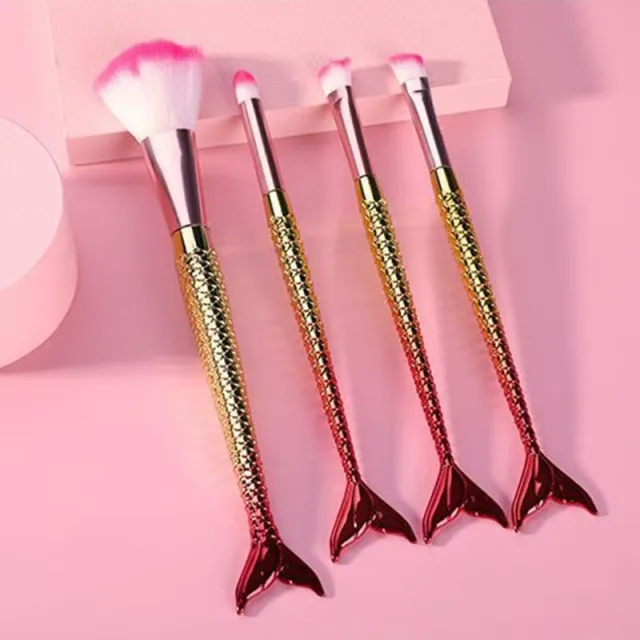 4 piece Mermaid Gradient Eye Makeup Brush Portable Golden Red - Shop at LoveMi