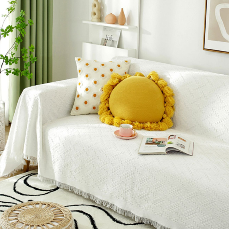 Simple Four-season Blanket Made Of Cotton Fabric A Full-cover Sofa Throw