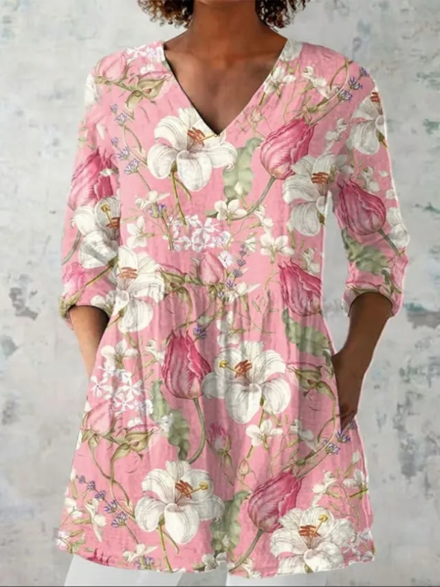 Women's Retro Slim Fit Printed Long sleeved Top 5Style 4Xl - Shop at LoveMi