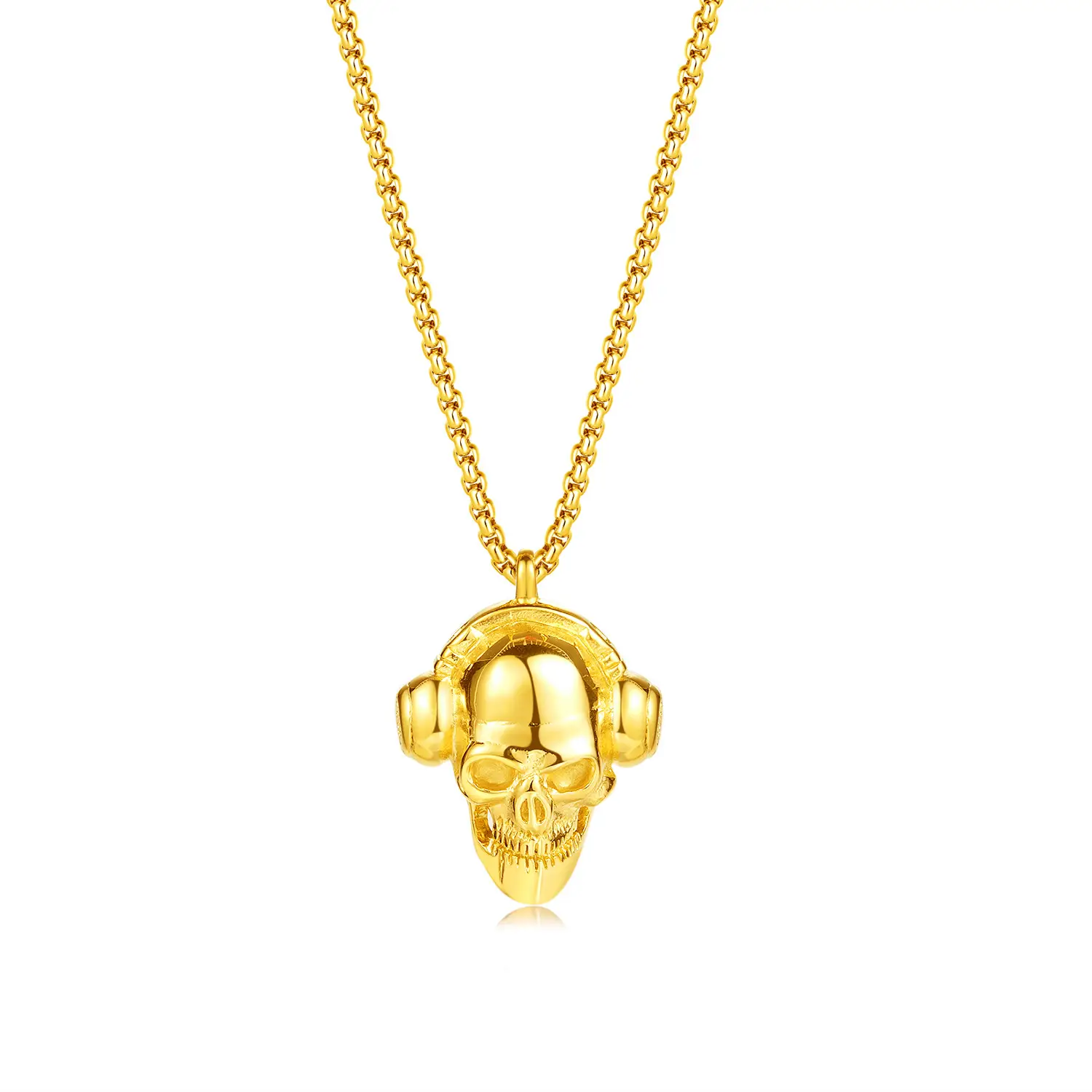 Personality Skull Titanium Steel Headset Necklace For Men