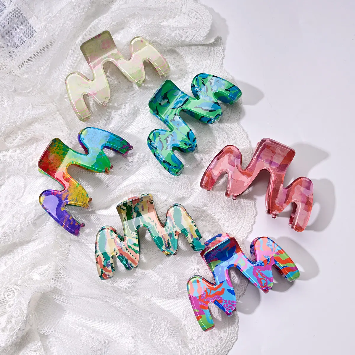 M-shaped Wavy Acetate Hair Clip Claw