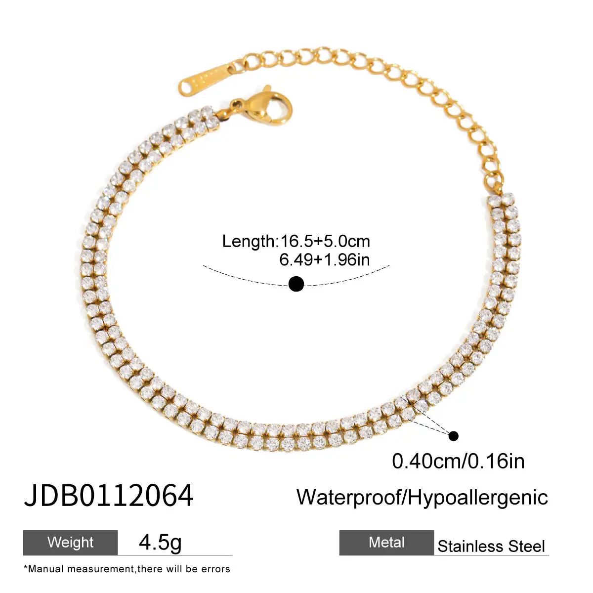 Women's Stainless Steel Zircon Twin Bracelet