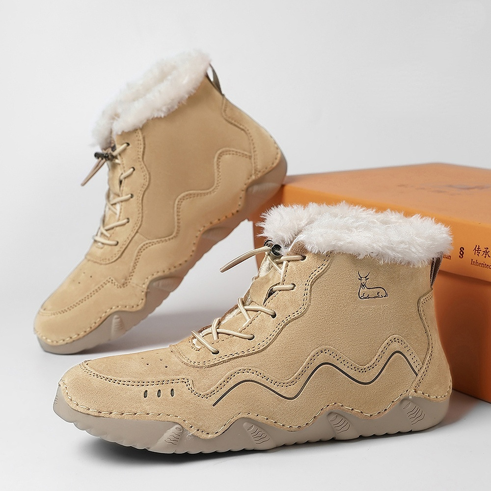 Genuine Leather Large-Size High-Top Wear-Resistant Outdoor Casual Shoes