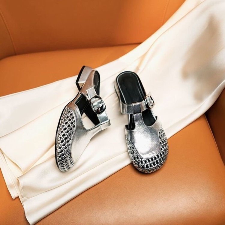 Womens Casual Woven Open-toe Slip-on Sandals