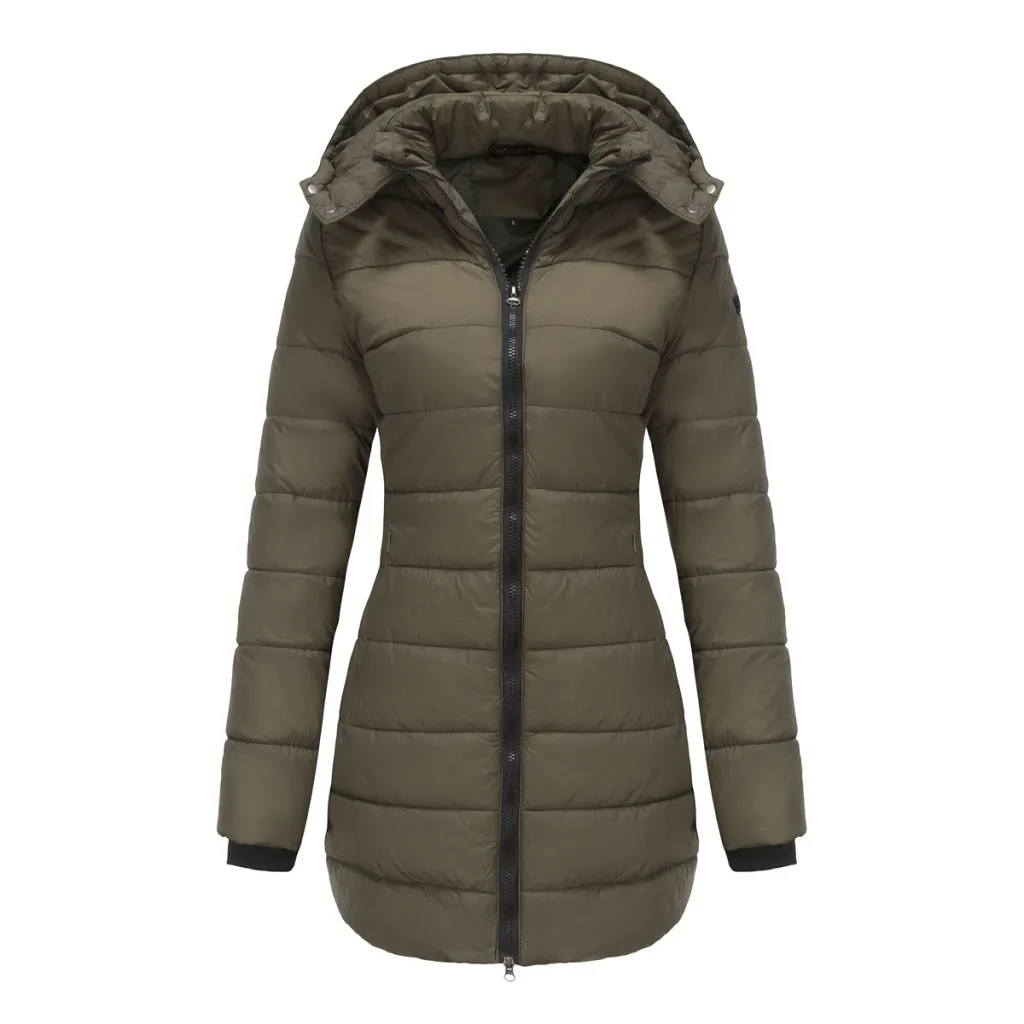 Waterproof Long-sleeved Cotton-padded Jacket - Olive Green