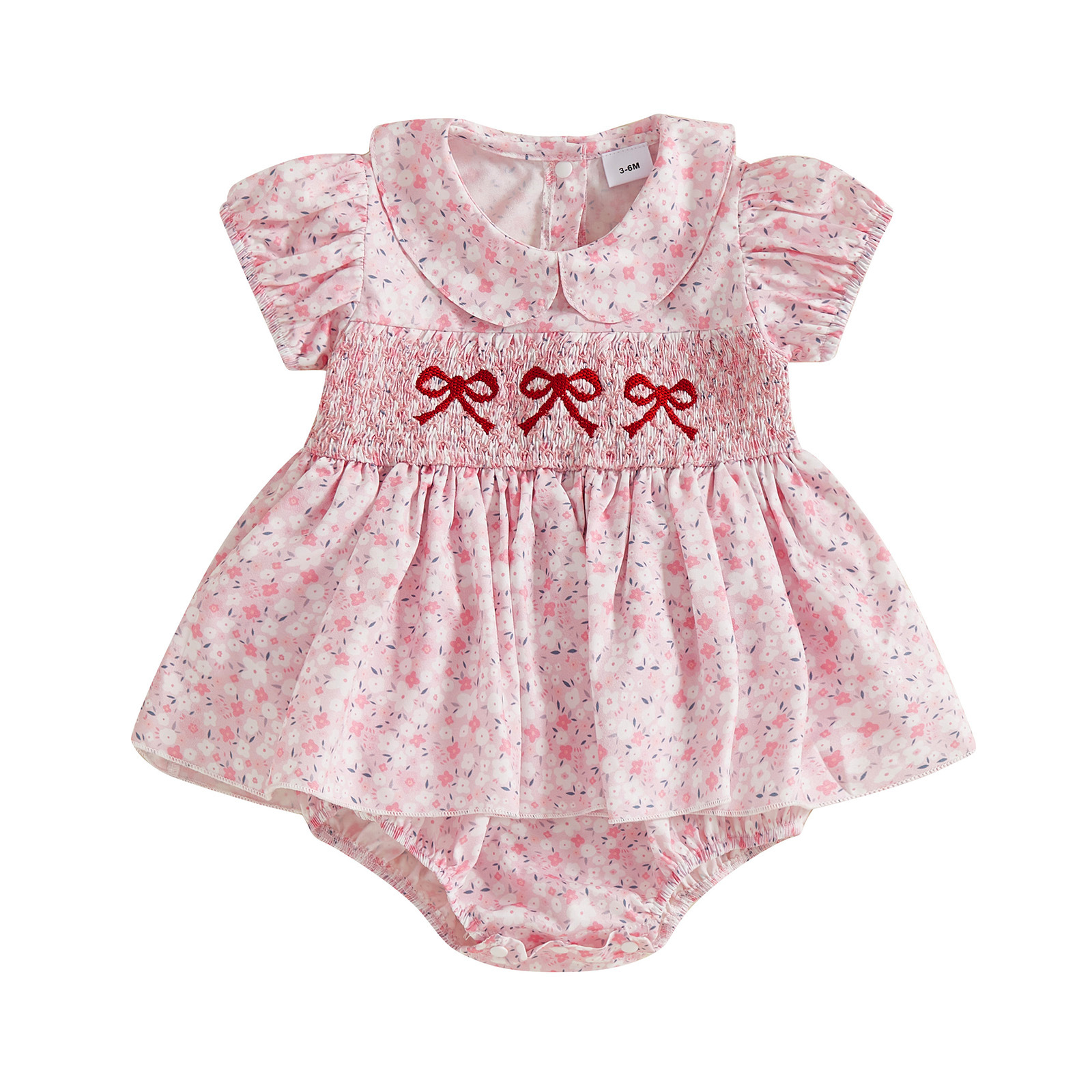 Infant Toddler Summer Peter Pan Collar Short Sleeve Romper