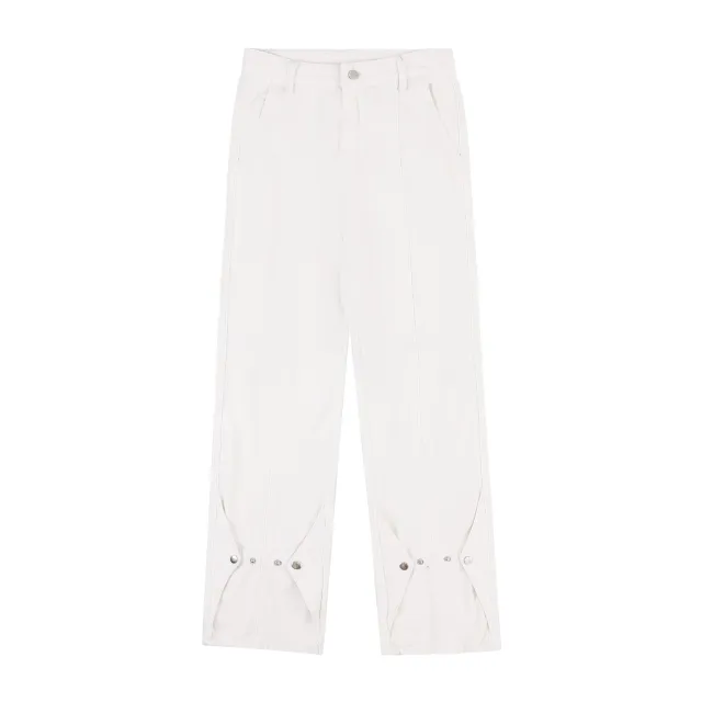 American style Distressed Heavy Industry Straight Casual Jeans White - Shop at LoveMi