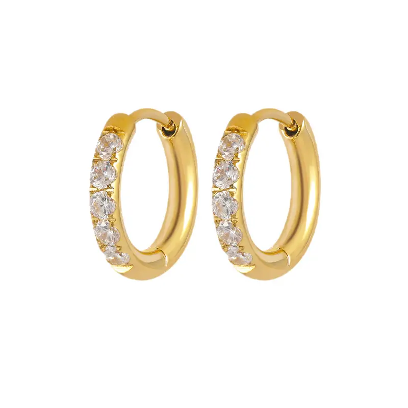 Stainless Steel Earrings With Zircon Accents Fashionable Niche