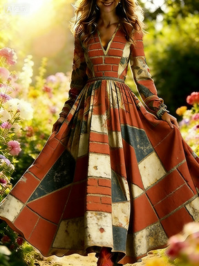 3D Oil Painting Floral Print Dress 16