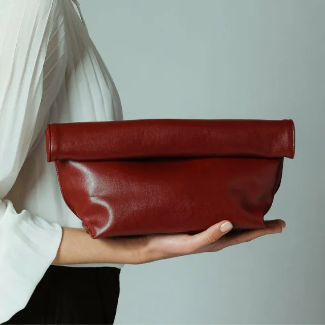 New Trendy Simple Curling Envelope Fashionable Elegant Clutch Bag For Women Red - Shop at LoveMi