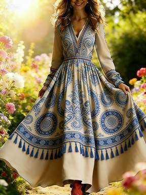 3D Oil Painting Floral Print Dress 12