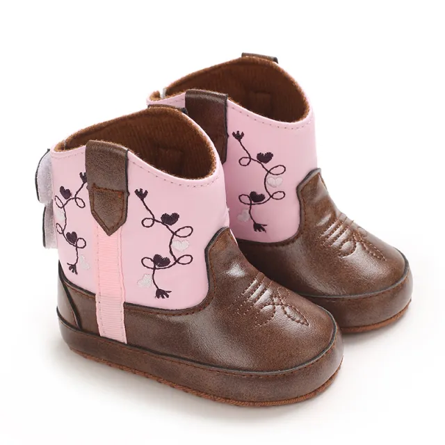 Children's Fashion Pu Printing Cozy Sole Boots Pink - Shop at LoveMi