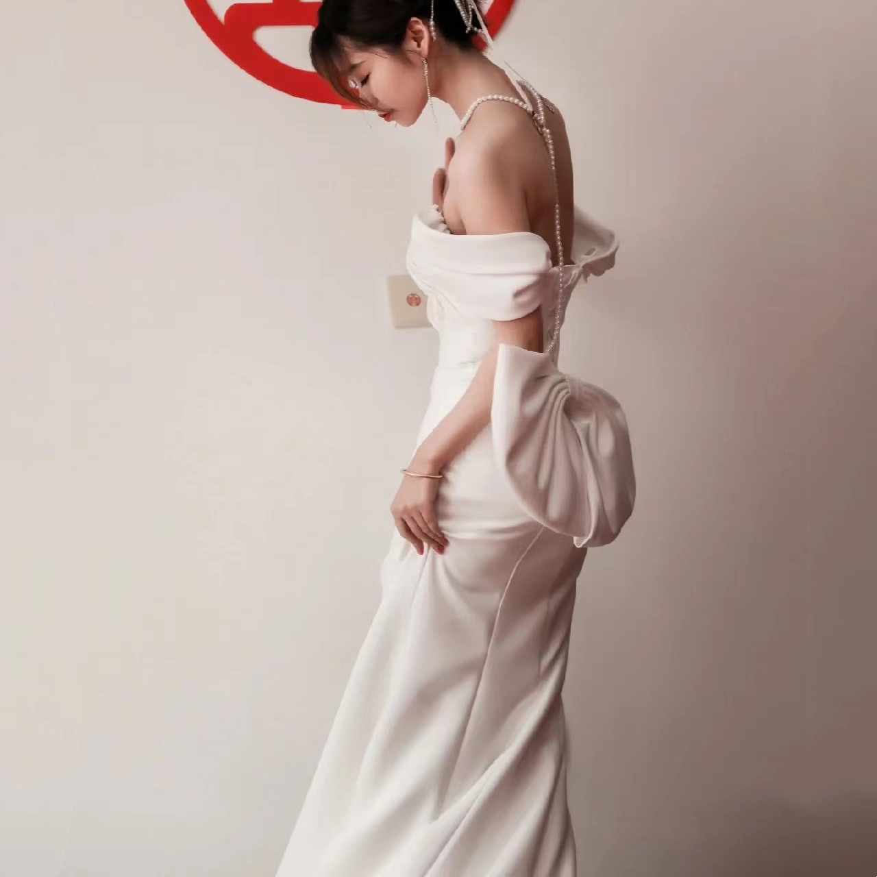 Satin Fishtail Maxi Dress, picture 6 of 6