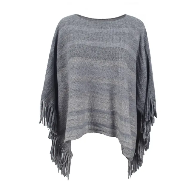 Europe And America Cross Border Off neck Tassel Shawl For Women Gray - Shop at LoveMi