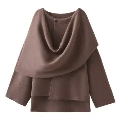 Women's Loose Casual Cape Knitted Sweater Coat - B-M - View 1
