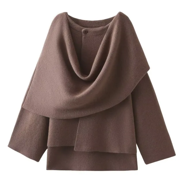 Women's Loose Casual Cape Knitted Sweater Coat B M - Shop at LoveMi