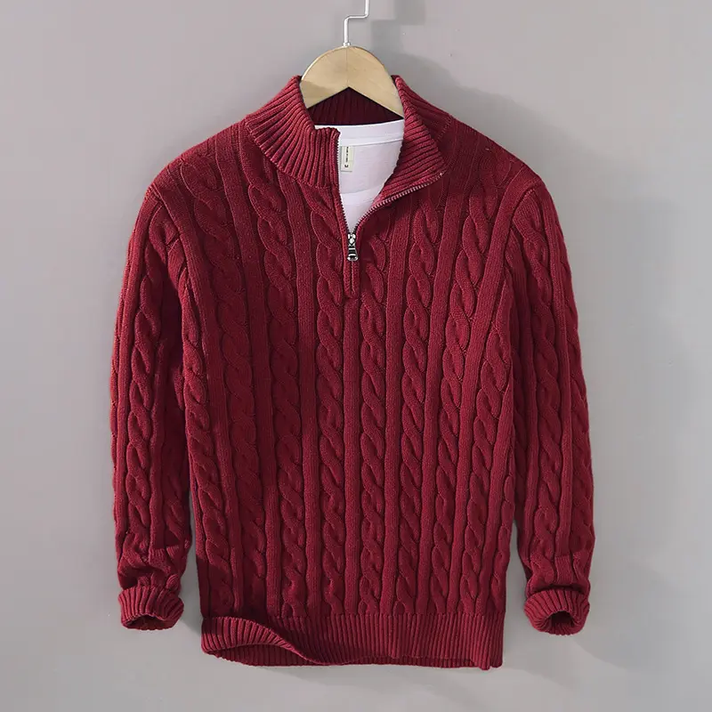 Half-high Neck Thickened Thick Needle Men's Sweater