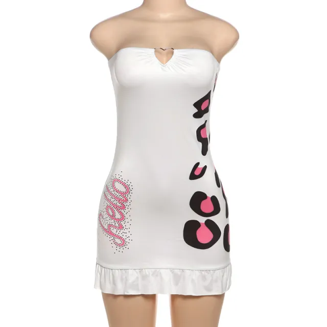 Personalized Printed Tube Top Sheath Tight Dress White - Shop at LoveMi