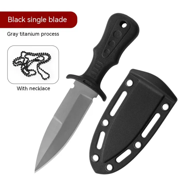 Outdoor Knife Straight Knife Camping Portable Fruit Knife Gray Blade Black Handle - Shop at LoveMi