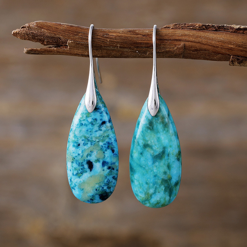 High-quality, Light-luxury Teardrop Natural Phoenix Stone Drop Earringstrendy European And American-style Vintage Jewelry From TEMU Thats Flying Off The Shelves