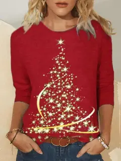 3d Digital Printing Christmas Women's Long-sleeved T-shirt Round Neck - Ad6-4Xl - View 1
