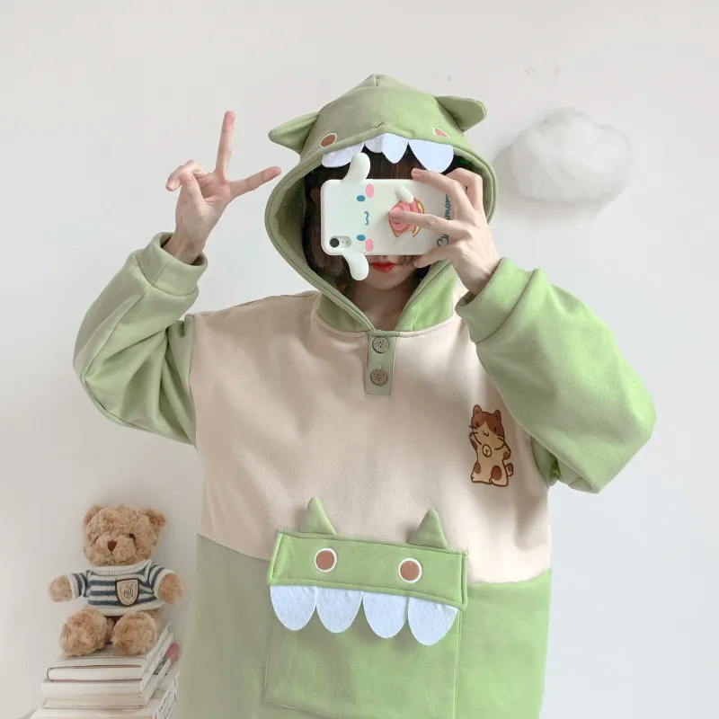 Title 4, Hooded Cat Color Matching Padded Sweater