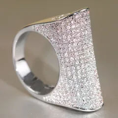 Cao Shi Special-shaped Exquisite Full Diamond Ring Female - Dj091 White Gold Color - View 1
