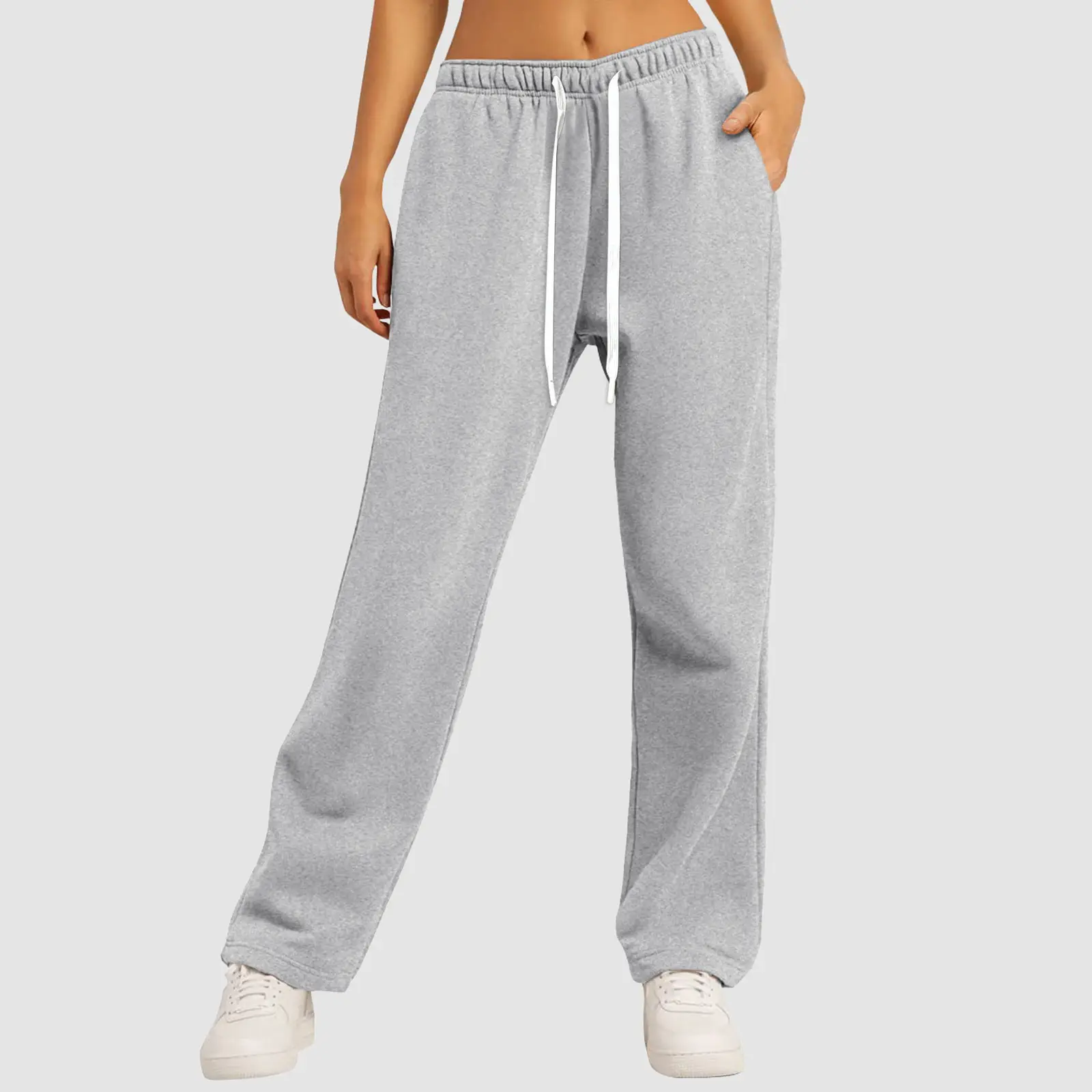 Women's Fleece-Lined Casual Straight-Leg Sports Sweatpants