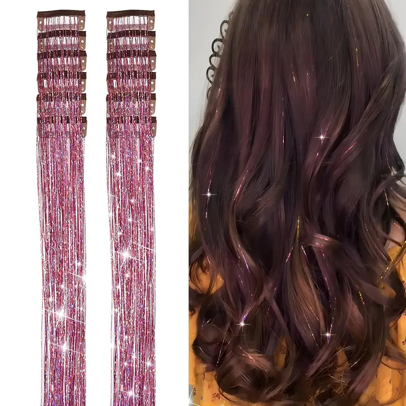 Laser-thread Colorful Shiny Seamless Hair Extensions