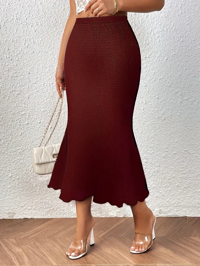 Women's Fashion Elegant Knitted Jacquard Stretch Wine Red - Shop at LoveMi