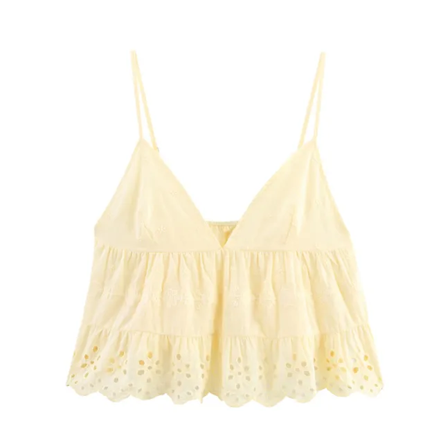 Embroidered Poplin Sleeveless Sling Casual Shorts Suit Top - Shop at LoveMi
