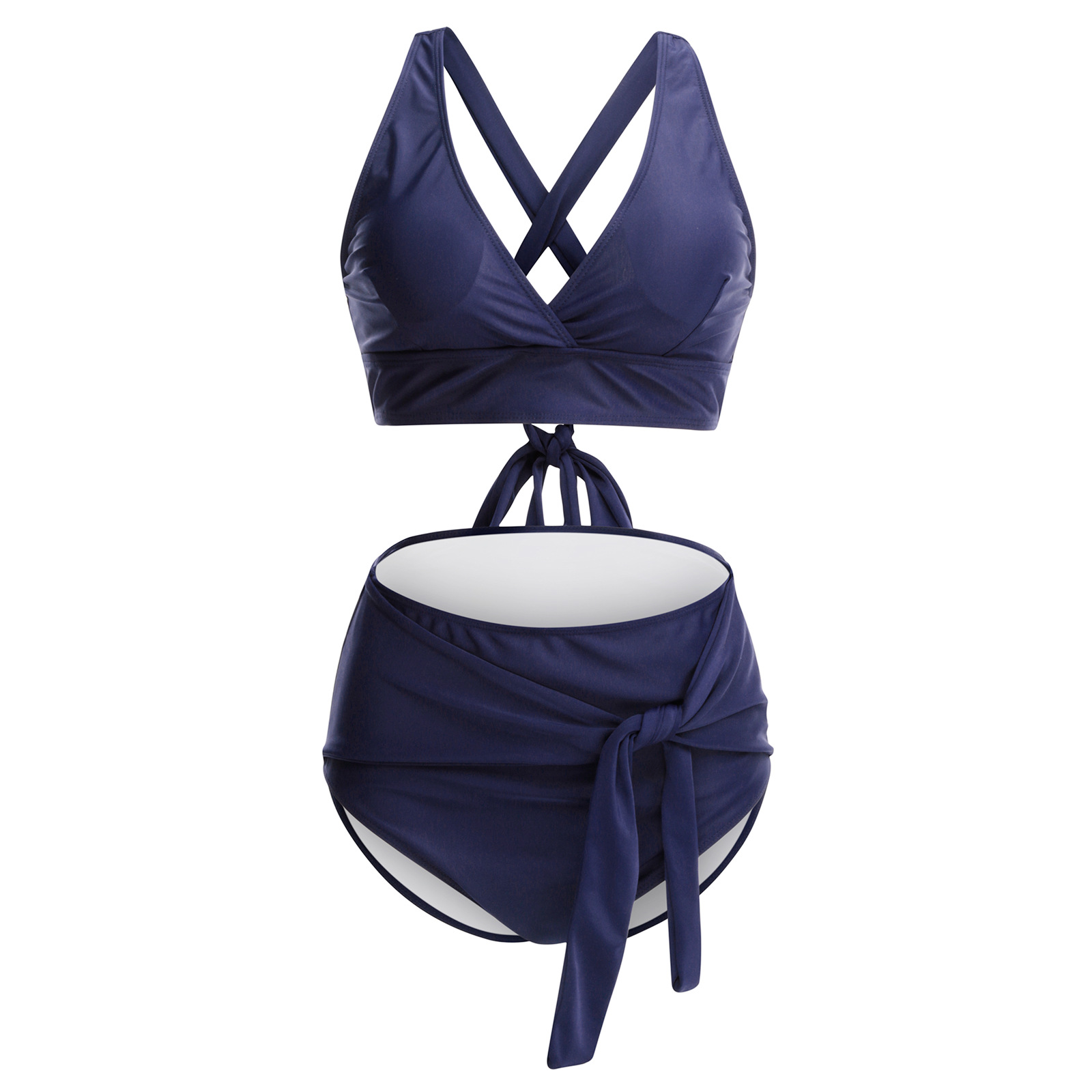 Solid Color Split Sexy Plus Size Fashion Swimsuit - Image 9