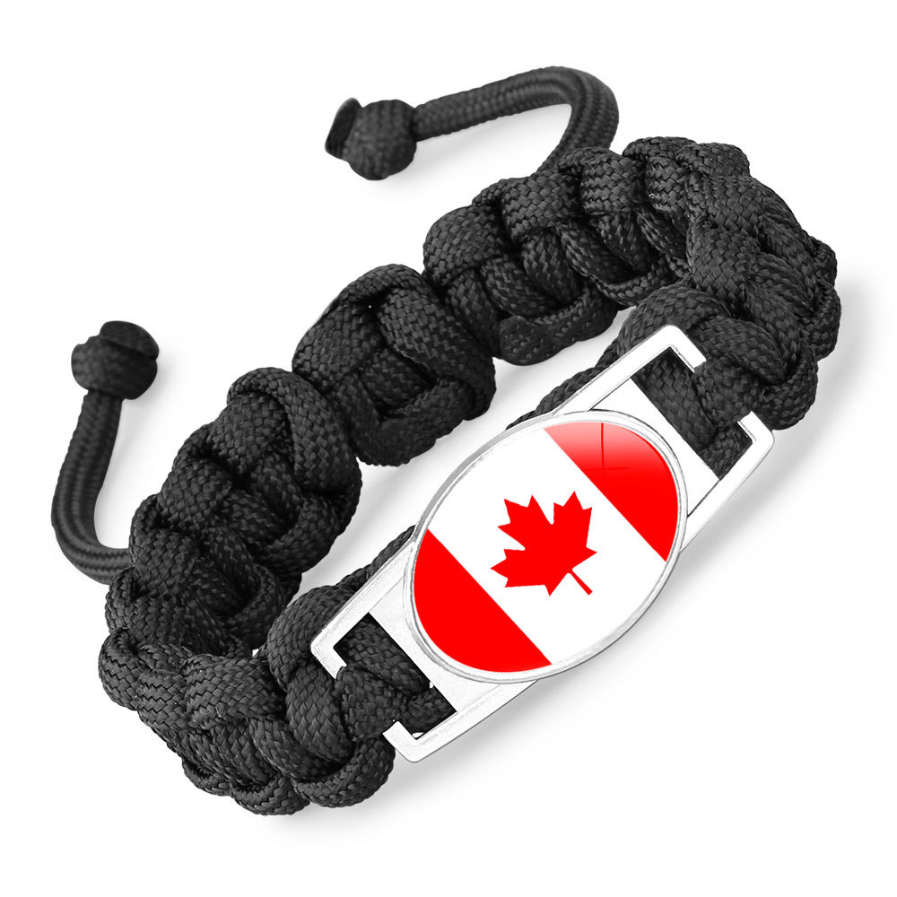Flag-pattern Woven Adjustable Paracord Bracelet
