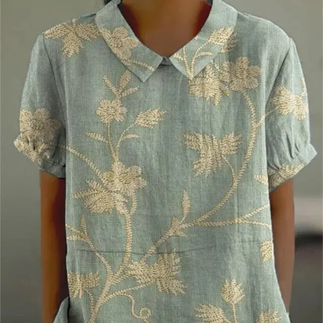 Ladies New Lapel Loose Casual Short sleeved Top Figure 1 - Shop at LoveMi