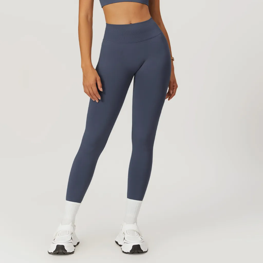 European And American Peach Hip Seamless Belly Contracting And Close-fitting Yoga Pants - Gray