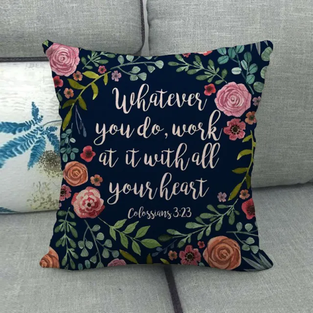 Watercolor Rose And Inspirational Word Linen Home Soft Decoration Sofa Cushion Cover 6 - Shop at LoveMi