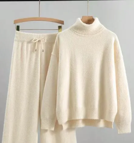 Autumn And Winter Knitting Suit Women Milky White - Shop at LoveMi