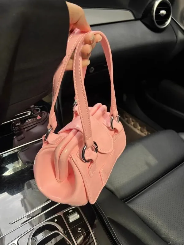 Boston Retro Casual Portable Clip Bag Pink - Shop at LoveMi