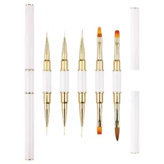 5-piece Double-headed Nail Brush Cable With Lid - White - View 1