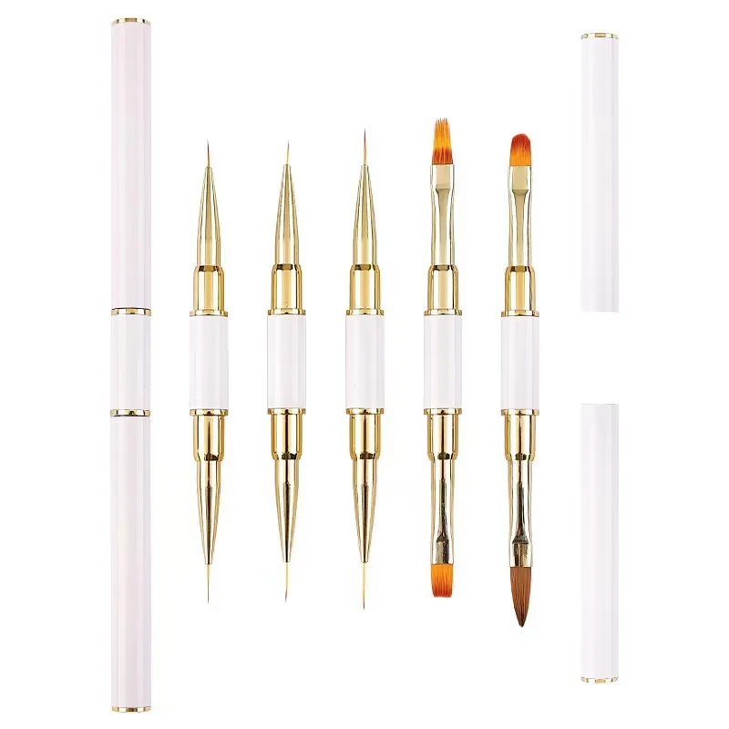 5-piece Double-headed Nail Brush Cable With Lid - White