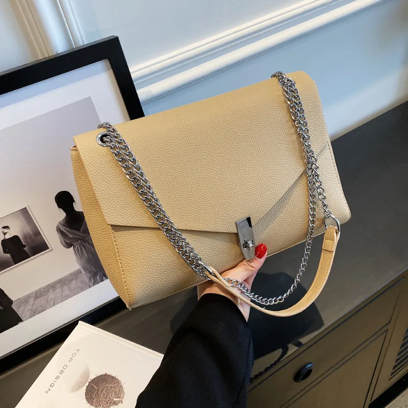 Chain Fashion Shoulder Bag Popular Bag Female Large Capacity Crossbody - Khaki