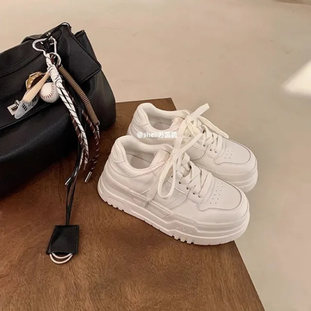 Platform Height Increasing Casual Lace Up Sports Board Shoes White - Shop at LoveMi