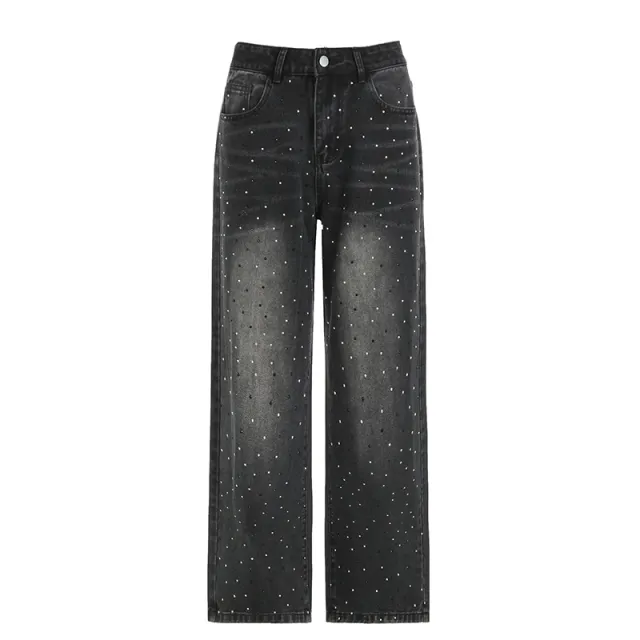 Full Diamond Straight Jeans Fashion Slimming Black - Shop at LoveMi