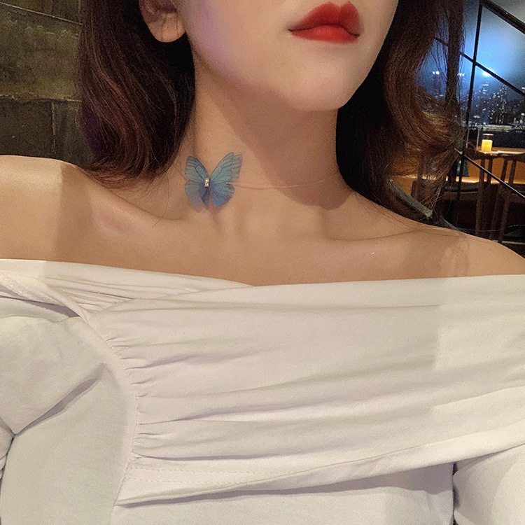 Fairy Tulle Invisible Three-dimensional Butterfly Necklace