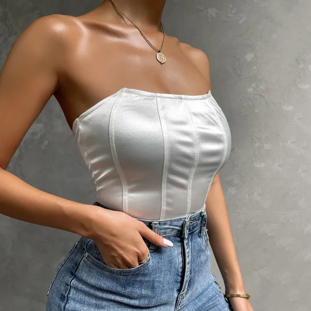 Women's Tight Bottoming Shirt Slim Fit Jumpsuit White - Shop at LoveMi