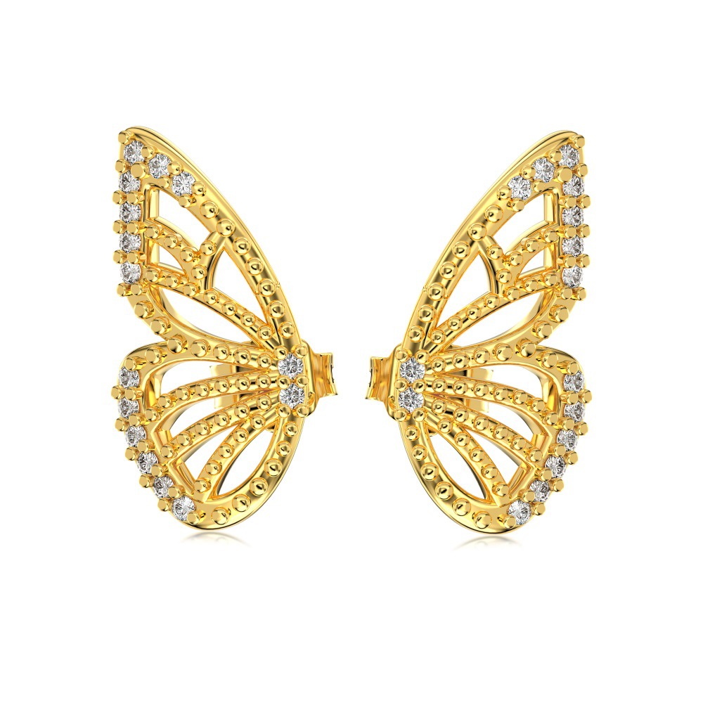 S925 Sterling Silver Simple Symmetrical Butterfly Earrings New Trendy Hollow Wings Design