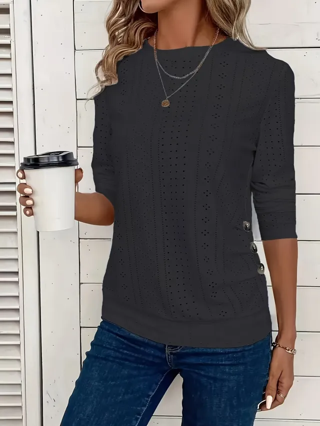 Women's Crew Neck Casual Long Sleeve Black - Shop at LoveMi